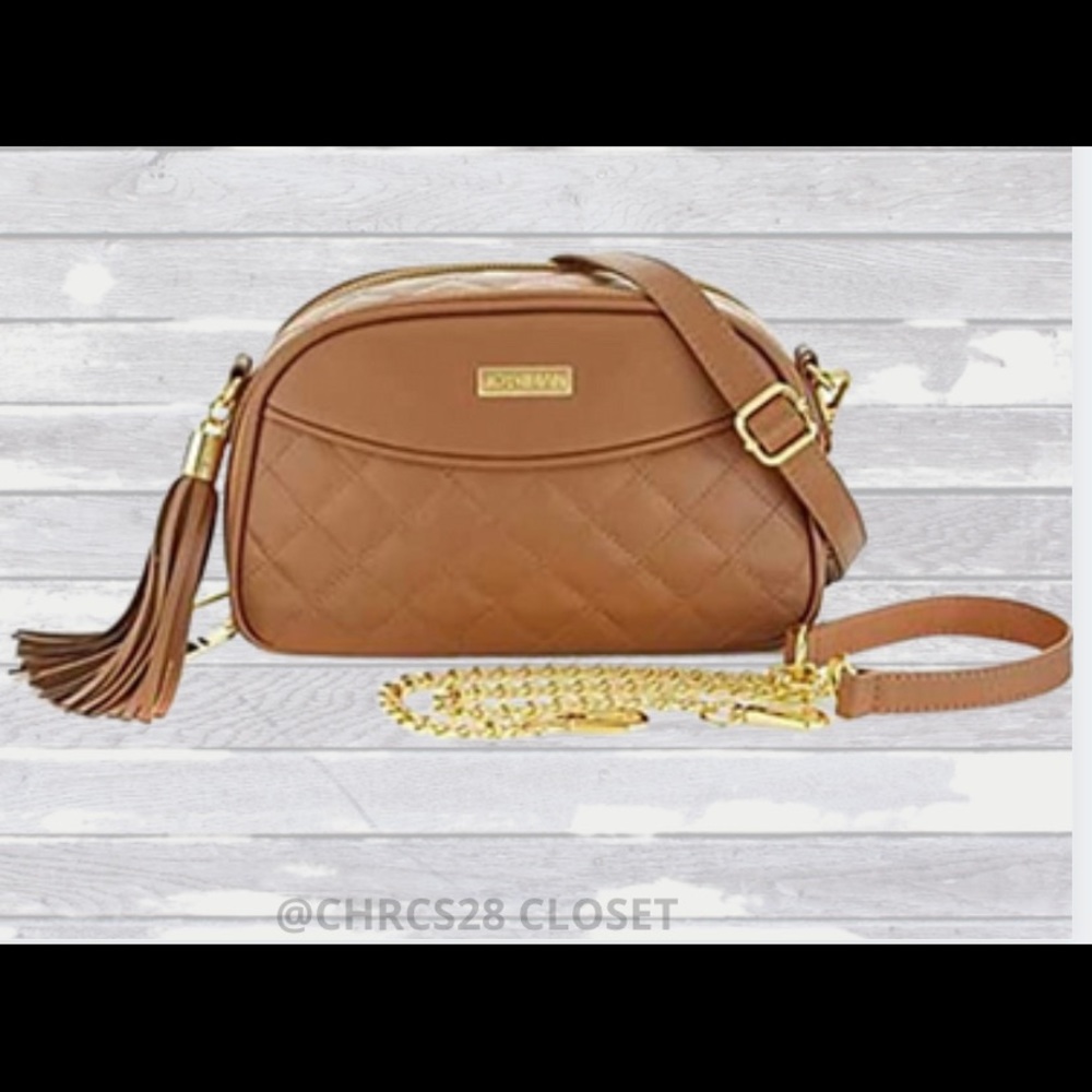 Joy & Iman Diamond Quilted Genuine Leather Bag